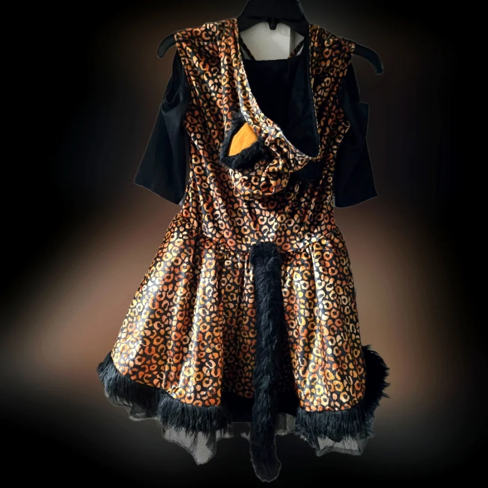 Leopard Dress Halloween Costume for Girls Dress and Tail XL (14-16) - Picture 5 of 6